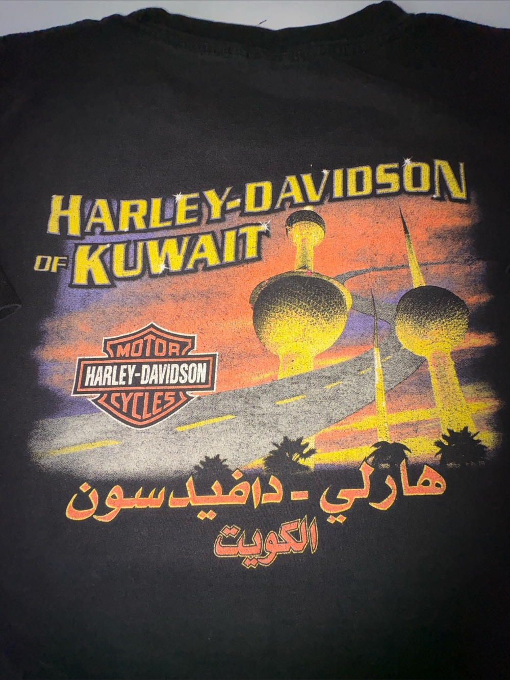 Harley Davidson Kuwait Skull Graphic Tee 2XL Vintage Distressed Black